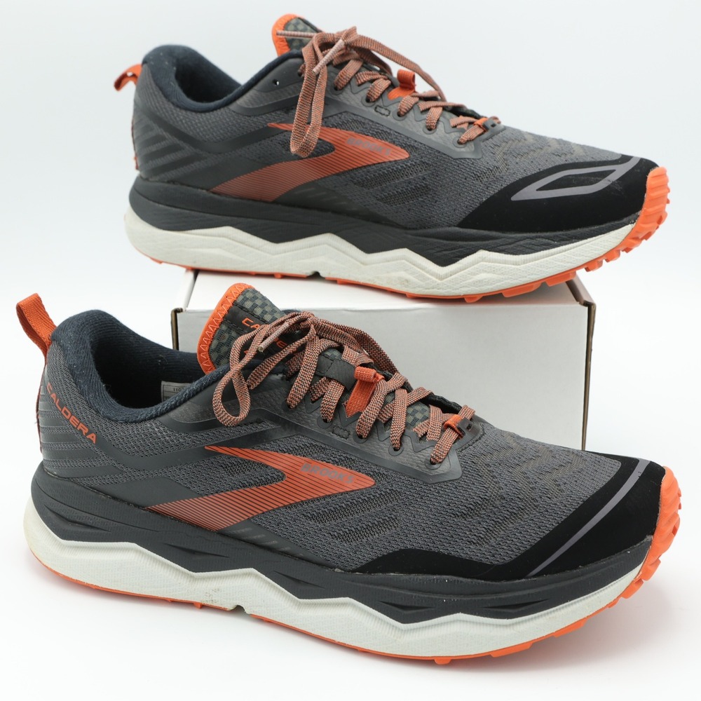 Brooks Caldera 4 Mens Trail Running Shoes Grey Orange 1103281D014 Size 10 Medium